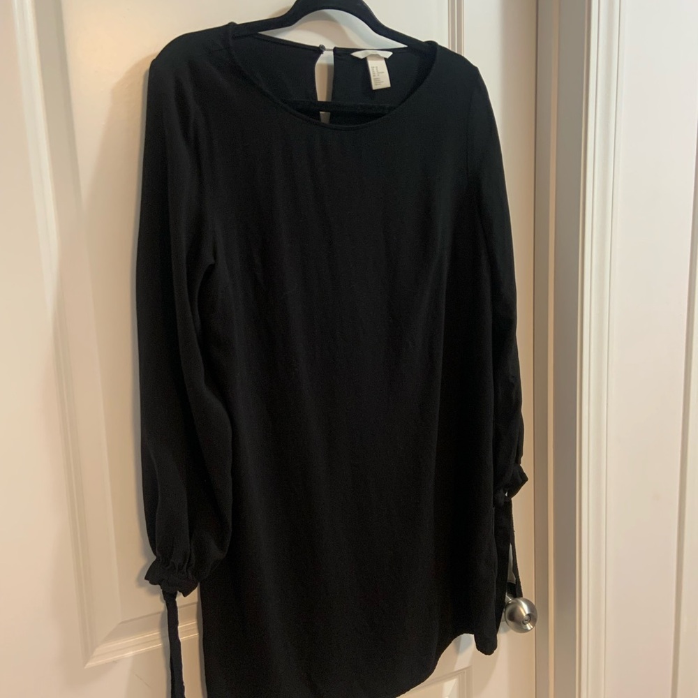 H&M Black Sheath Dress with Bishop Sleeves